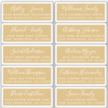 Postcard Calligraphy Wedding Guest Address Labels<br><div class="desc">Easy to personalise, names and addresses / individual wedding address label stickers for guests in a 2 x 0.8 inch size suitable for postcards! These chic, modern and simple wedding address labels feature your wedding guest names in white elegant handwritten script calligraphy and stylish typography on a gold yellow background....</div>