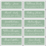 Postcard Calligraphy Wedding Guest Address Labels<br><div class="desc">Easy to personalise, names and addresses / individual wedding address label stickers for guests in a 2 x 0.8 inch size suitable for postcards! These chic, modern and simple wedding address labels feature your wedding guest names in white elegant handwritten script calligraphy and stylish typography on a vintage green background....</div>