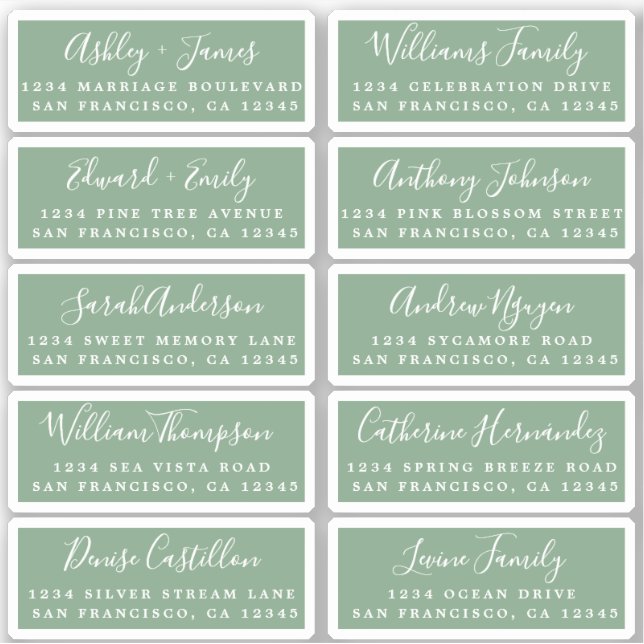 Postcard Calligraphy Wedding Guest Address Labels (Front)
