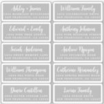 Postcard Calligraphy Wedding Guest Address Labels<br><div class="desc">Easy to personalise, names and addresses / individual wedding address label stickers for guests in a 2 x 0.8 inch size suitable for postcards! These chic, modern and stylish wedding address labels feature your wedding guest names in white elegant handwritten script calligraphy on a grey background. Simply add your individual...</div>