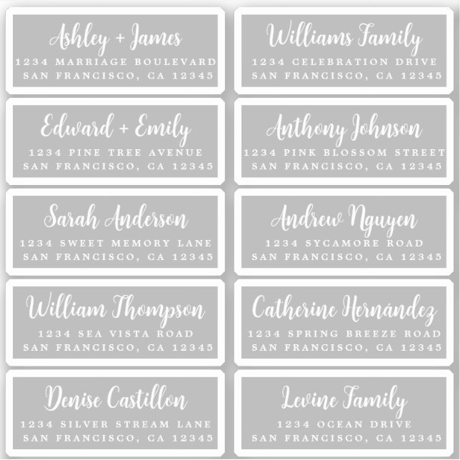 Postcard Calligraphy Wedding Guest Address Labels (Front)