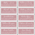 Postcard Calligraphy Wedding Guest Address Labels<br><div class="desc">Easy to personalise, names and addresses / individual wedding address label stickers for guests in a 2 x 0.8 inch size suitable for postcards! These chic, modern and simple wedding address labels feature your wedding guest names in white elegant handwritten script calligraphy and stylish typography on a dusty rose purple...</div>