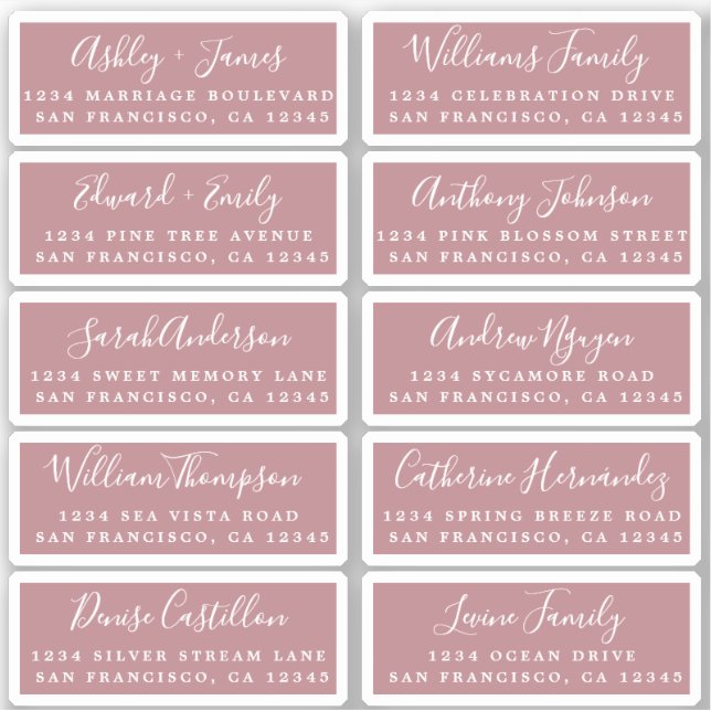 Postcard Calligraphy Wedding Guest Address Labels (Front)