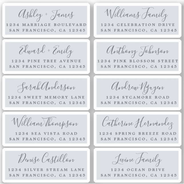 Postcard Calligraphy Wedding Guest Address Labels (Front)
