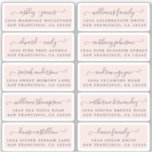 Postcard Calligraphy Wedding Guest Address Labels<br><div class="desc">Easy to personalise, names and addresses / individual wedding address label stickers for guests in a 2 x 0.8 inch size suitable for postcards! These chic, modern and stylish wedding address labels feature your wedding guest names in off-black elegant handwritten script calligraphy on a pastel pink background. Simply add your...</div>