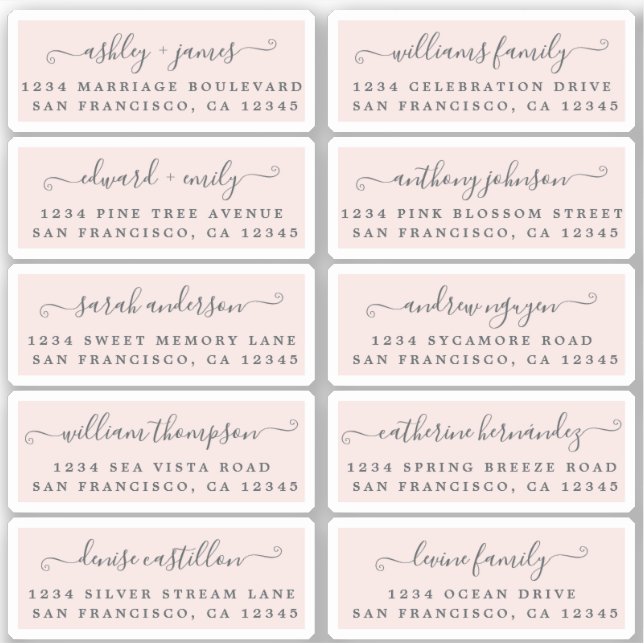 Postcard Calligraphy Wedding Guest Address Labels (Front)