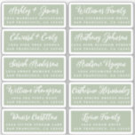 Postcard Calligraphy Wedding Guest Address Labels<br><div class="desc">Easy to personalise, names and addresses / individual wedding address label stickers for guests in a 2 x 0.8 inch size suitable for postcards! These chic, modern and stylish wedding address labels feature your wedding guest names in white elegant handwritten script calligraphy on a laurel green background. Simply add your...</div>