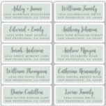 Postcard Calligraphy Wedding Guest Address Labels<br><div class="desc">Easy to personalise, names and addresses / individual wedding address label stickers for guests in a 2 x 0.8 inch size suitable for postcards! These chic, modern and stylish wedding address labels feature your wedding guest names in off-black elegant handwritten script calligraphy on a pastel green background. Simply add your...</div>