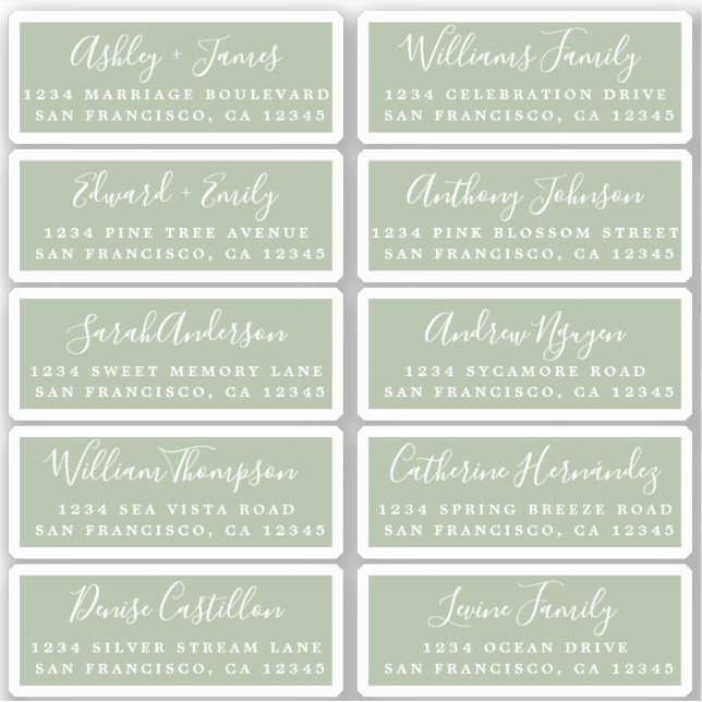Postcard Calligraphy Wedding Guest Address Labels (Front)