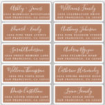 Postcard Calligraphy Wedding Guest Address Labels<br><div class="desc">Easy to personalise, names and addresses / individual wedding address label stickers for guests in a 2 x 0.8 inch size suitable for postcards! These chic, modern and simple wedding address labels feature your wedding guest names in white elegant handwritten script calligraphy and stylish typography on a terracotta background. Simply...</div>