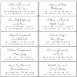 Postcard Calligraphy Wedding Guest Address Labels