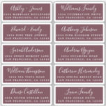 Postcard Calligraphy Wedding Guest Address Labels<br><div class="desc">Easy to personalise, names and addresses / individual wedding address label stickers for guests in a 2 x 0.8 inch size suitable for postcards! These chic, modern and simple wedding address labels feature your wedding guest names in white elegant handwritten script calligraphy and stylish typography on a burgundy background. Simply...</div>