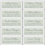 Postcard Calligraphy Wedding Guest Address Labels<br><div class="desc">Easy to personalise, names and addresses / individual wedding address label stickers for guests in a 2 x 0.8 inch size suitable for postcards! These chic, modern and simple wedding address labels feature your wedding guest names in off-black elegant handwritten script calligraphy on a pastel green background. Simply add your...</div>