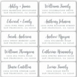 Postcard Calligraphy Wedding Guest Address Labels<br><div class="desc">Easy to personalise, names and addresses / individual wedding address label stickers for guests in a 2 x 0.8 inch size suitable for postcards! These chic, modern black and white wedding address labels feature your wedding guest names in off-black elegant handwritten script calligraphy. Simply add your individual wedding guest names...</div>