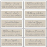 Postcard Calligraphy Wedding Guest Address Labels<br><div class="desc">Easy to personalise, names and addresses / individual wedding address label stickers for guests in a 2 x 0.8 inch size suitable for postcards! These chic, modern and simple wedding address labels feature your wedding guest names in off-black elegant handwritten script calligraphy and stylish typography on a shiitake grey background....</div>