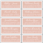 Postcard Calligraphy Wedding Guest Address Labels<br><div class="desc">Easy to personalise, names and addresses / individual wedding address label stickers for guests in a 2 x 0.8 inch size suitable for postcards! These chic, modern and simple wedding address labels feature your wedding guest names in white elegant handwritten script calligraphy and stylish typography on a dusty pink background....</div>