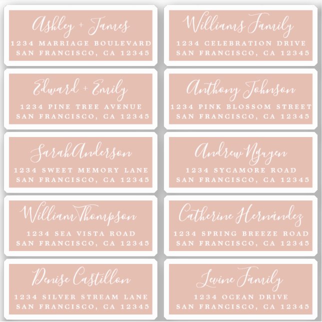 Postcard Calligraphy Wedding Guest Address Labels (Front)