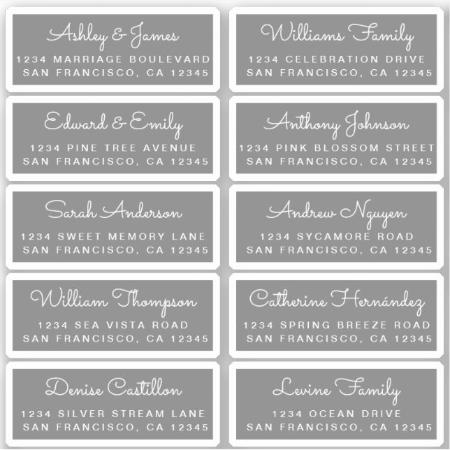 Postcard Calligraphy Wedding Guest Address Labels (Front)