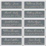 Postcard Calligraphy Wedding Guest Address Labels<br><div class="desc">Easy to personalise, names and addresses / individual wedding address label stickers for guests in a 2 x 0.8 inch size suitable for postcards! These chic, modern and simple wedding address labels feature your wedding guest names in ivory elegant handwritten script calligraphy and stylish typography on an off-black background. Simply...</div>