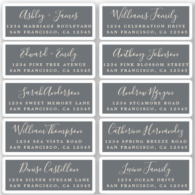 Postcard Calligraphy Wedding Guest Address Labels (Front)