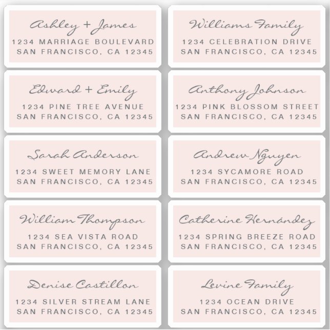 Postcard Calligraphy Wedding Guest Address Labels (Front)