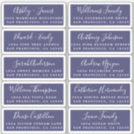 Postcard Calligraphy Wedding Guest Address Labels<br><div class="desc">Easy to personalise, names and addresses / individual wedding address label stickers for guests in a 2 x 0.8 inch size suitable for postcards! These chic, modern and simple wedding address labels feature your wedding guest names in white elegant handwritten script calligraphy and stylish typography on a navy blue background....</div>