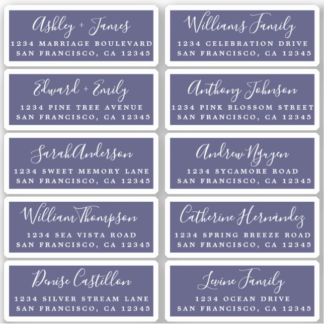 Postcard Calligraphy Wedding Guest Address Labels (Front)