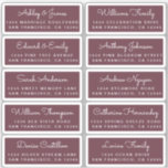 Postcard Calligraphy Wedding Guest Address Labels<br><div class="desc">Easy to personalise, names and addresses / individual wedding address label stickers for guests in a 2 x 0.8 inch size suitable for postcards! These chic, modern and stylish wedding address labels feature your wedding guest names in white elegant handwritten script calligraphy on a burgundy background. Simply add your individual...</div>