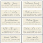 Postcard Calligraphy Wedding Guest Address Labels<br><div class="desc">Easy to personalise, names and addresses / individual wedding address label stickers for guests in a 2 x 0.8 inch size suitable for postcards! These chic, modern and simple wedding address labels feature your wedding guest names in off-black elegant handwritten script calligraphy and stylish typography on an antique white background....</div>