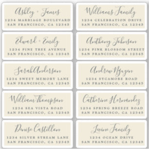 Postcard Calligraphy Wedding Guest Address Labels