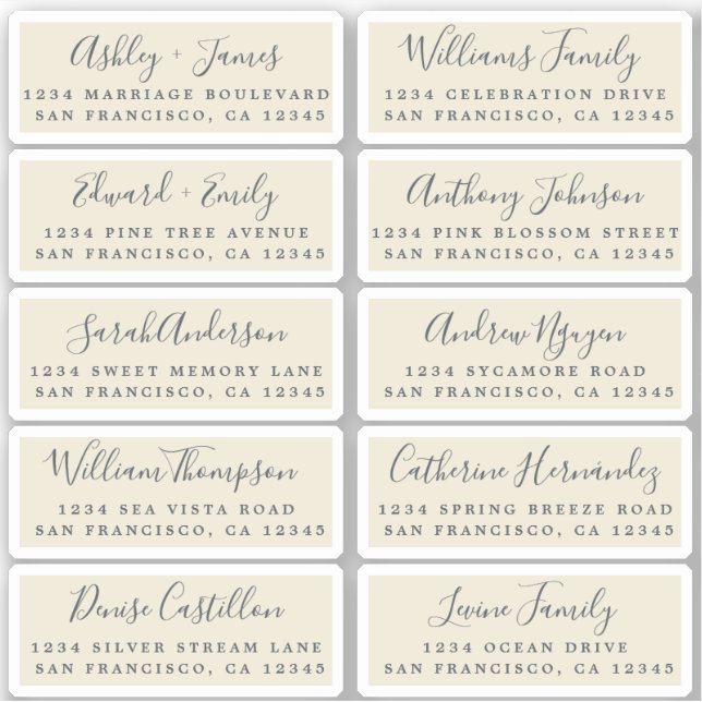 Postcard Calligraphy Wedding Guest Address Labels (Front)