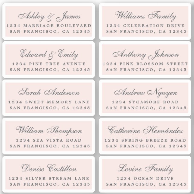 Postcard Calligraphy Wedding Guest Address Labels (Front)