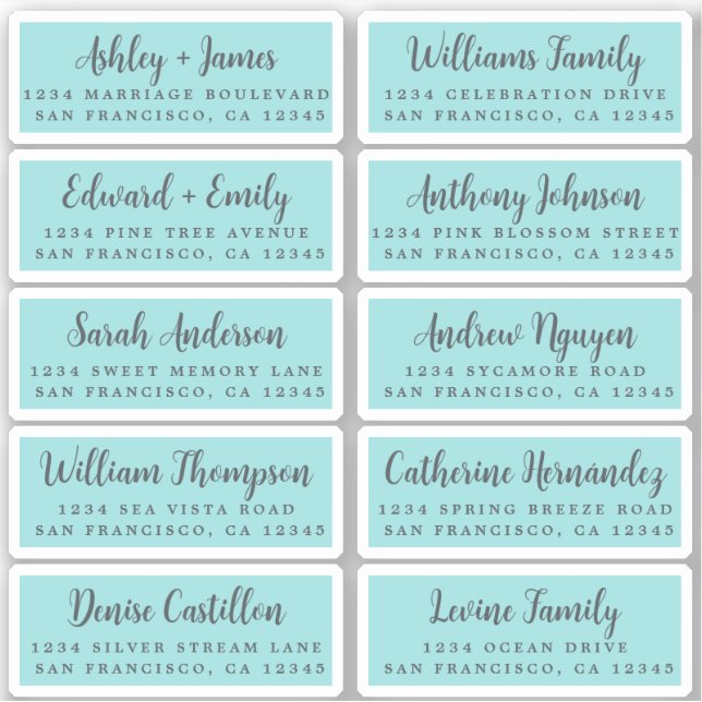 Postcard Calligraphy Wedding Guest Address Labels (Front)
