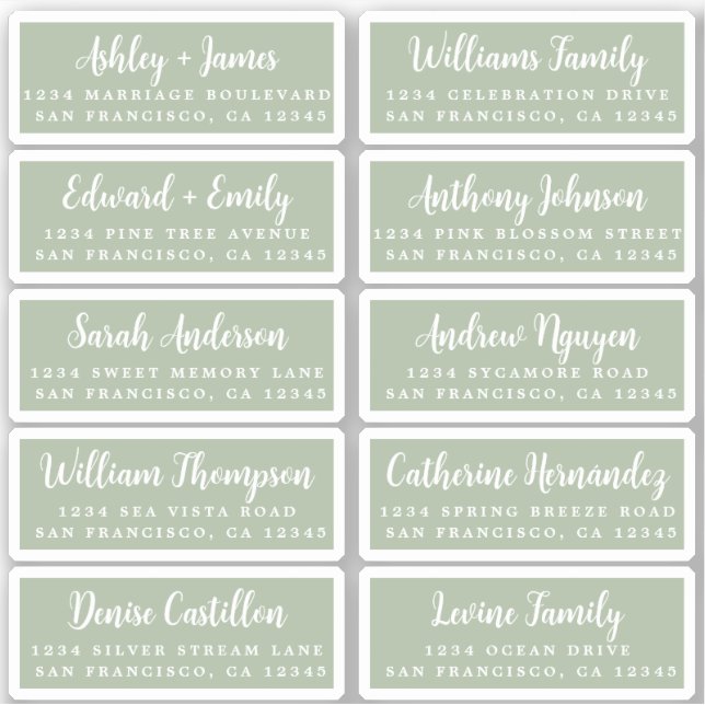 Postcard Calligraphy Wedding Guest Address Labels (Front)