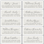 Postcard Calligraphy Wedding Guest Address Labels<br><div class="desc">Easy to personalise, names and addresses / individual wedding address label stickers for guests in a 2 x 0.8 inch size suitable for postcards! These chic, modern and simple wedding address labels feature your wedding guest names in off-black elegant handwritten script calligraphy and stylish typography on a light grey background....</div>