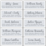 Postcard Calligraphy Wedding Guest Address Labels<br><div class="desc">Easy to personalise, names and addresses / individual wedding address label stickers for guests in a 2 x 0.8 inch size suitable for postcards! These chic, modern and stylish wedding address labels feature your wedding guest names in off-black elegant handwritten script calligraphy on a pastel blue background. Simply add your...</div>