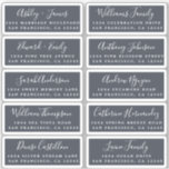 Postcard Calligraphy Wedding Guest Address Labels<br><div class="desc">Easy to personalise, names and addresses / individual wedding address label stickers for guests in a 2 x 0.8 inch size suitable for postcards! These chic, modern and simple wedding address labels feature your wedding guest names in white elegant handwritten script calligraphy and stylish typography on a charcoal dark blue...</div>