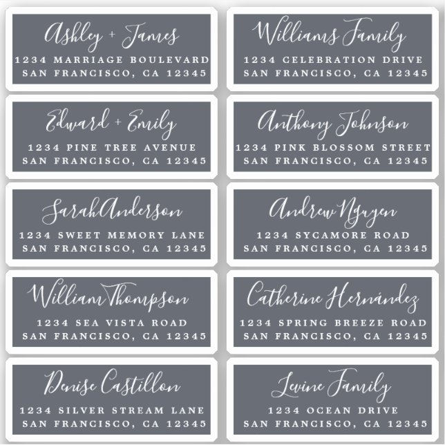 Postcard Calligraphy Wedding Guest Address Labels (Front)