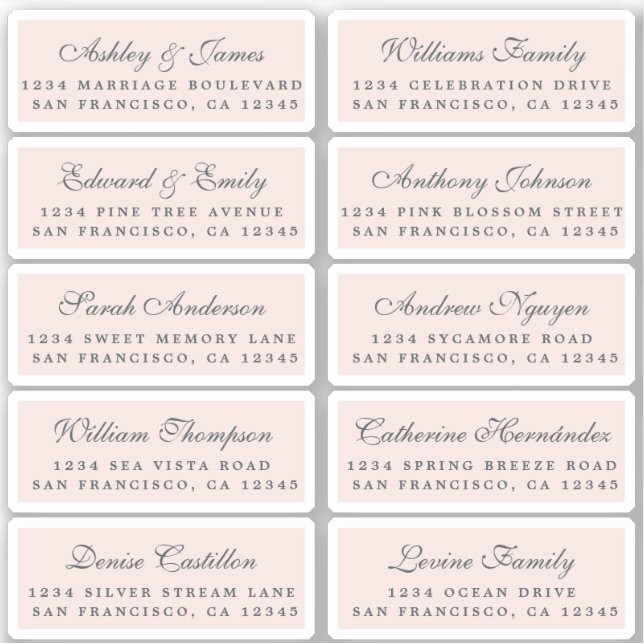 Postcard Calligraphy Wedding Guest Address Labels (Front)