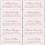 Postcard Calligraphy Wedding Guest Address Labels<br><div class="desc">Easy to personalise, names and addresses / individual wedding address label stickers for guests in a 2 x 0.8 inch size suitable for postcards! These chic, modern and stylish wedding address labels feature your wedding guest names in off-black elegant handwritten script calligraphy on a pastel pink background. Simply add your...</div>