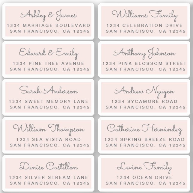 Postcard Calligraphy Wedding Guest Address Labels (Front)