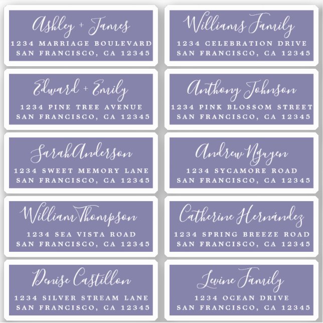 Postcard Calligraphy Wedding Guest Address Labels (Front)