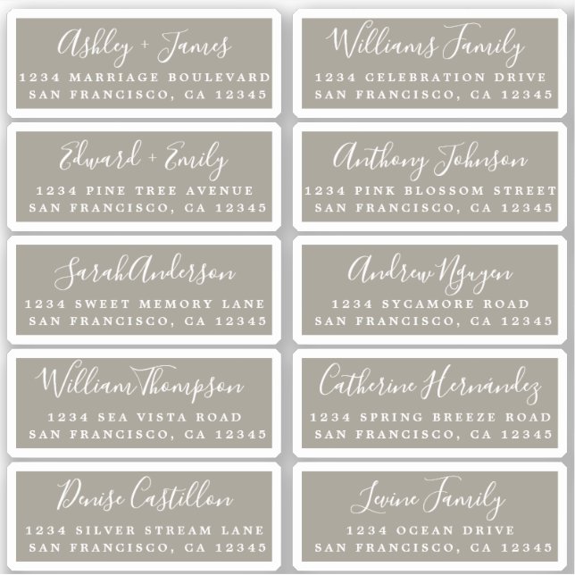 Postcard Calligraphy Wedding Guest Address Labels (Front)