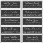 Postcard Calligraphy Wedding Guest Address Labels<br><div class="desc">Easy to personalise, names and addresses / individual wedding address label stickers for guests in a 2 x 0.8 inch size suitable for postcards! These chic, modern and simple wedding address labels feature your wedding guest names in white elegant handwritten script calligraphy and stylish typography on a black background. Simply...</div>
