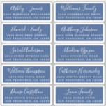 Postcard Calligraphy Wedding Guest Address Labels<br><div class="desc">Easy to personalise, names and addresses / individual wedding address label stickers for guests in a 2 x 0.8 inch size suitable for postcards! These chic, modern and simple wedding address labels feature your wedding guest names in white elegant handwritten script calligraphy and stylish typography on a classic blue background....</div>