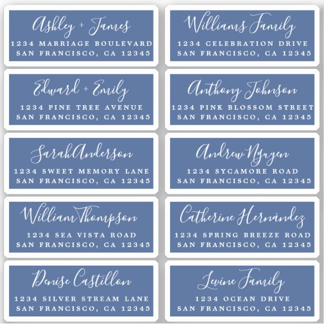 Postcard Calligraphy Wedding Guest Address Labels (Front)