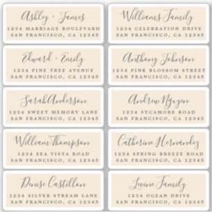 Postcard Calligraphy Wedding Guest Address Labels