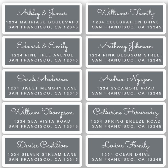 Postcard Calligraphy Wedding Guest Address Labels (Front)