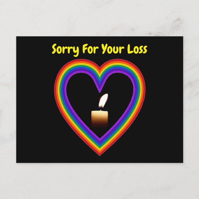 Postcard Candle Rainbow Heart Sorry For Your Loss (Front)