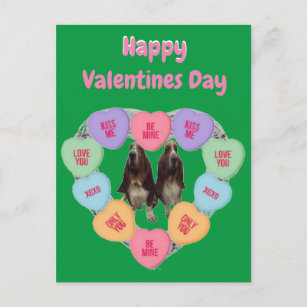 Postcard Candy Love Hearts With Bassets